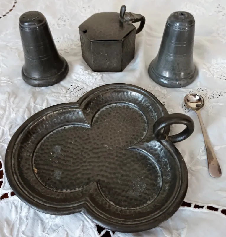 Vintage English Pewter Cruet Set
