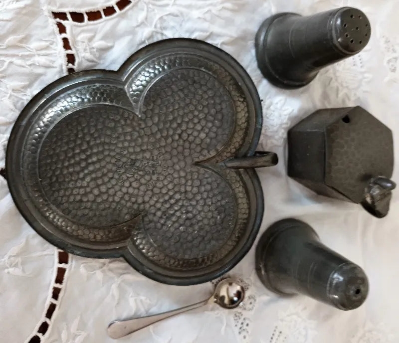 Vintage English Pewter Cruet Set