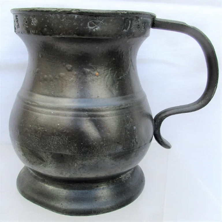 Antique English Georgian Pewter Half Pint Baluster Measure
