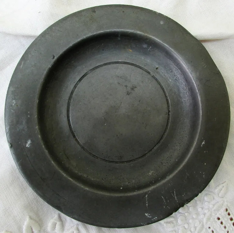 Antique English Georgian Pewter Ecclesiastical Travelling Paten