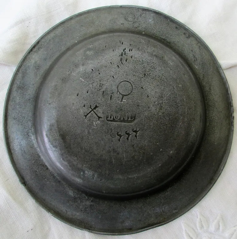 Antique English Georgian Pewter Ecclesiastical Travelling Paten