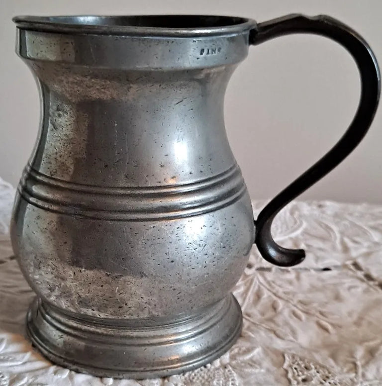Antique English Victorian Pewter Pint Baluster Measure