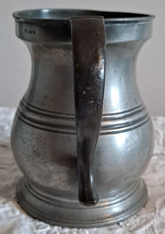Antique English Victorian Pewter Pint Baluster Measure