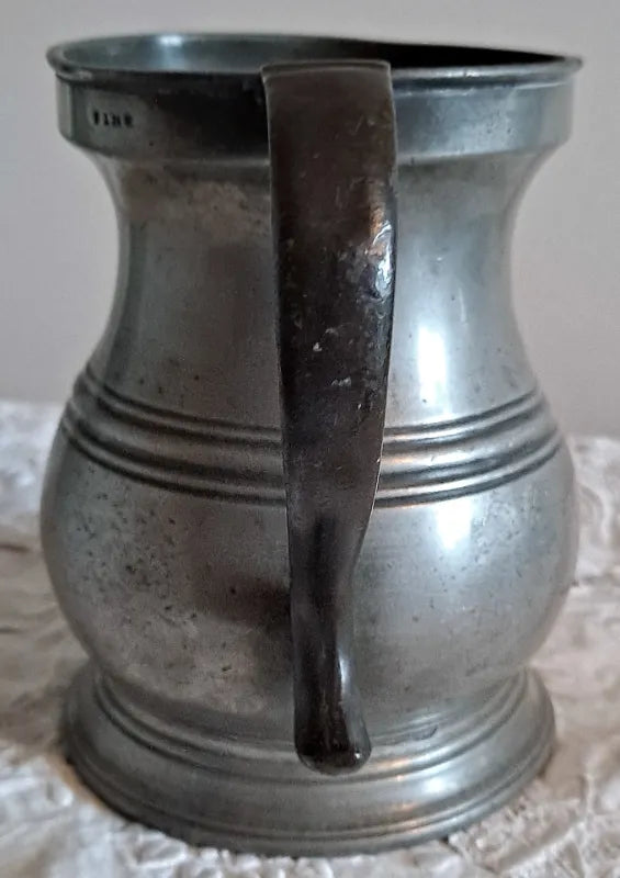 Antique English Victorian Pewter Pint Baluster Measure