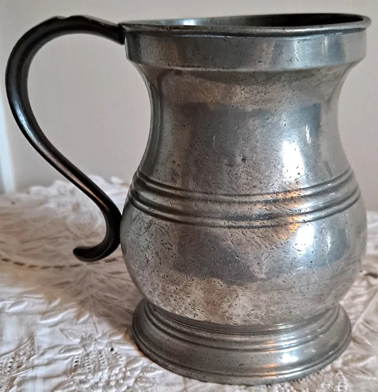 Antique English Victorian Pewter Pint Baluster Measure