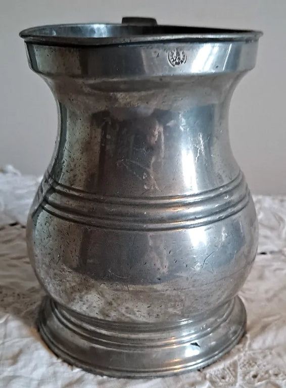 Antique English Victorian Pewter Pint Baluster Measure