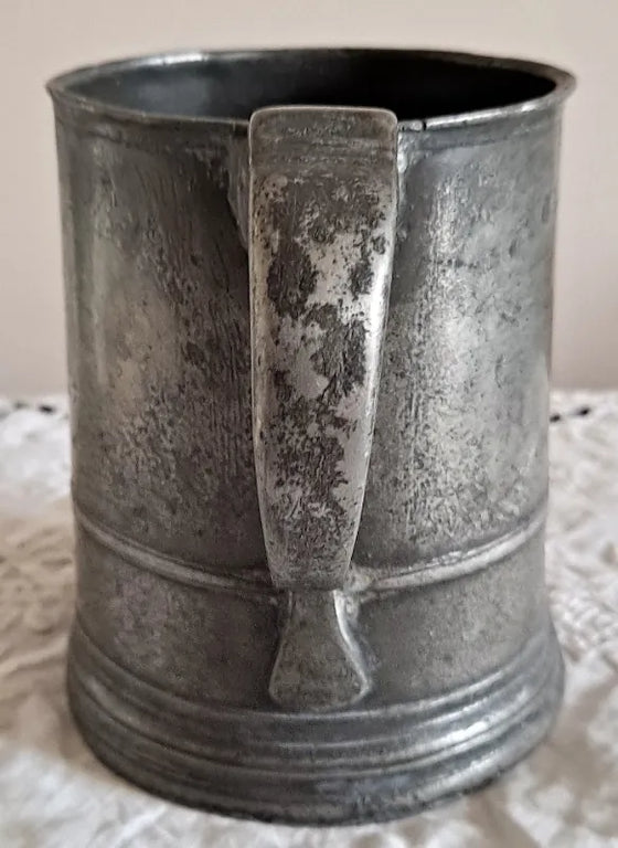 Antique English Victorian Pewter Pint Mug