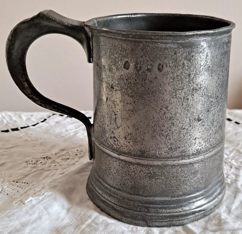 Antique English Victorian Pewter Pint Mug