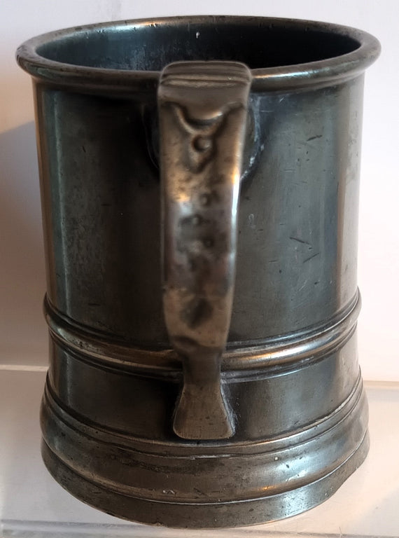 Antique English Victorian Pewter Pint Mug ~ G. Elcomb