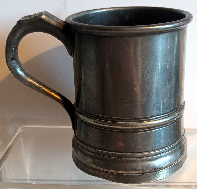 Antique English Victorian Pewter Pint Mug ~ G. Elcomb