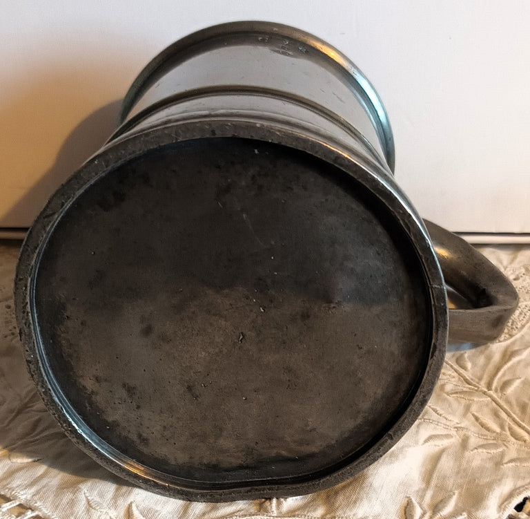 Antique English Victorian Pewter Pint Mug ~ G. Elcomb