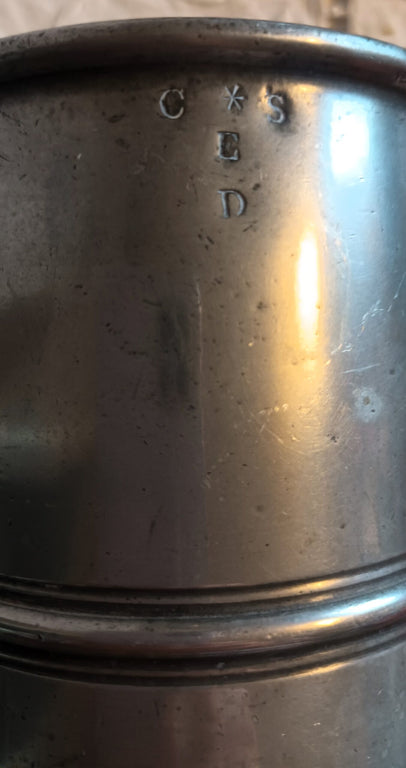 Antique English Victorian Pewter Pint Mug ~ G. Elcomb