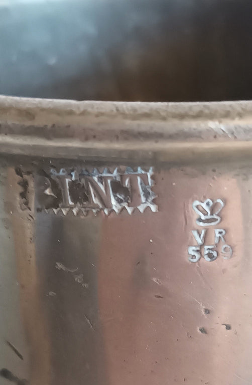 Antique English Victorian Pewter Pint Mug ~ G. Elcomb