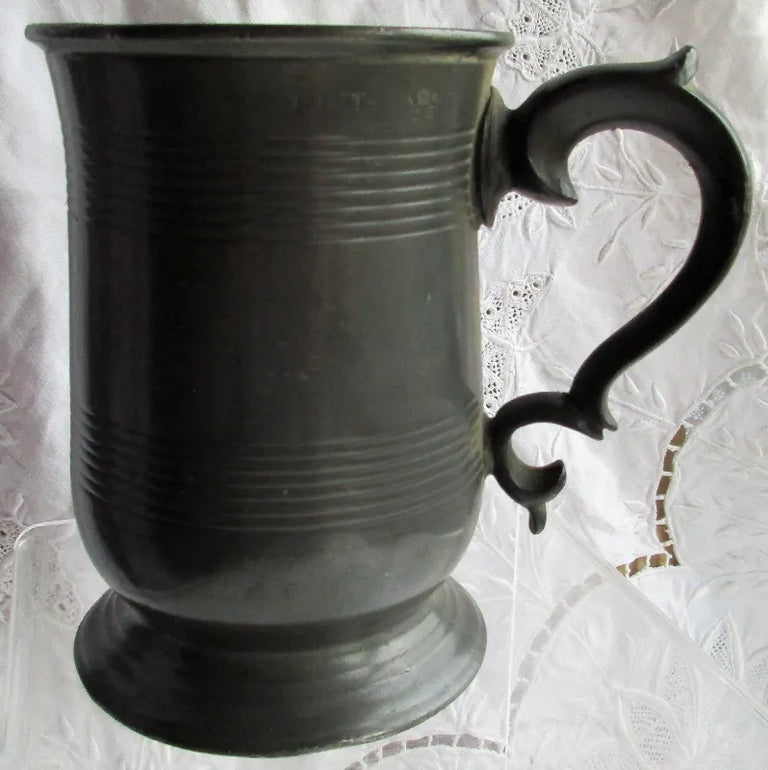 Antique English Victorian Pewter Pint Mug