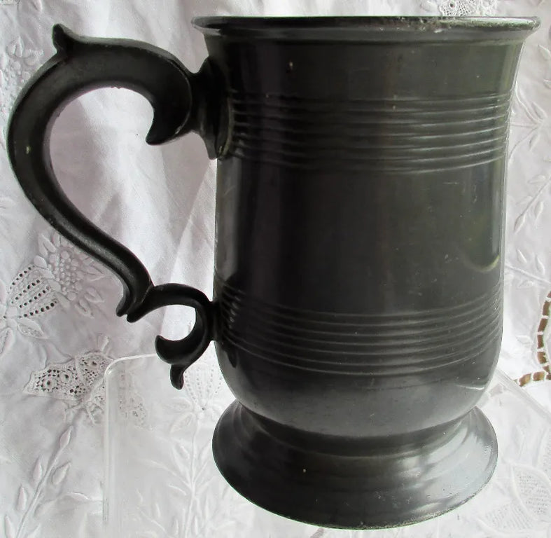 Antique English Victorian Pewter Pint Mug