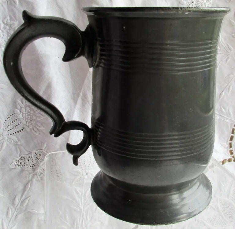 Antique English Victorian Pewter Pint Mug