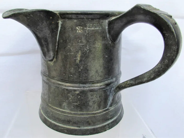 Antique English Victorian Pewter Pint Tavern Jug
