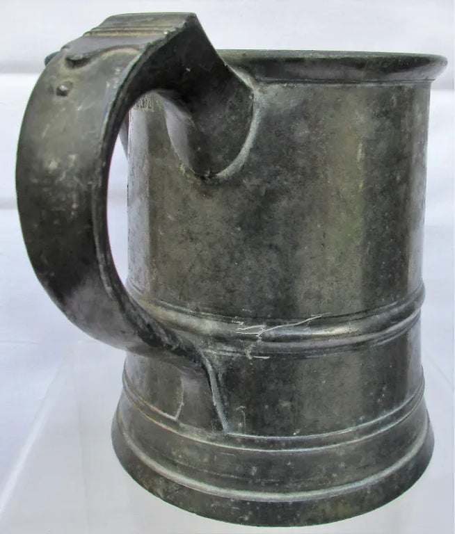 Antique English Victorian Pewter Pint Tavern Jug