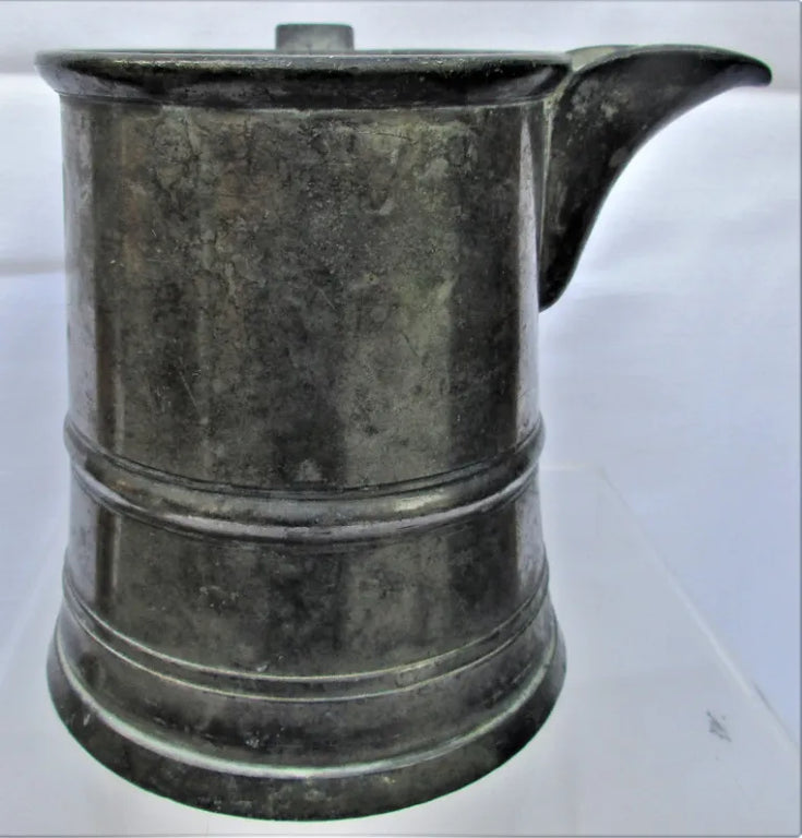 Antique English Victorian Pewter Pint Tavern Jug