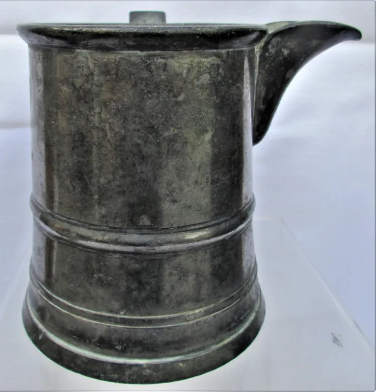 Antique English Victorian Pewter Pint Tavern Jug