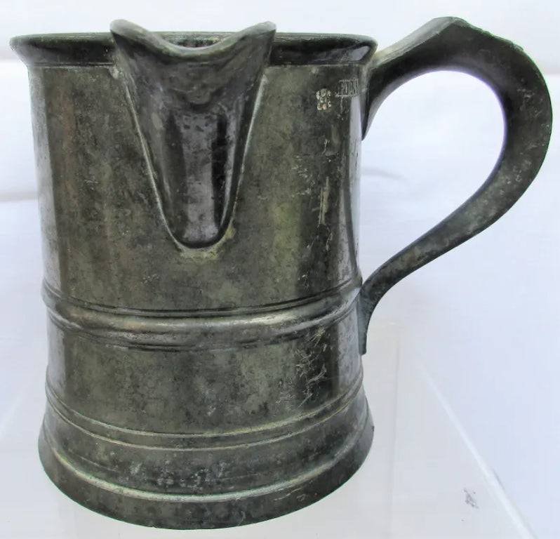 Antique English Victorian Pewter Pint Tavern Jug
