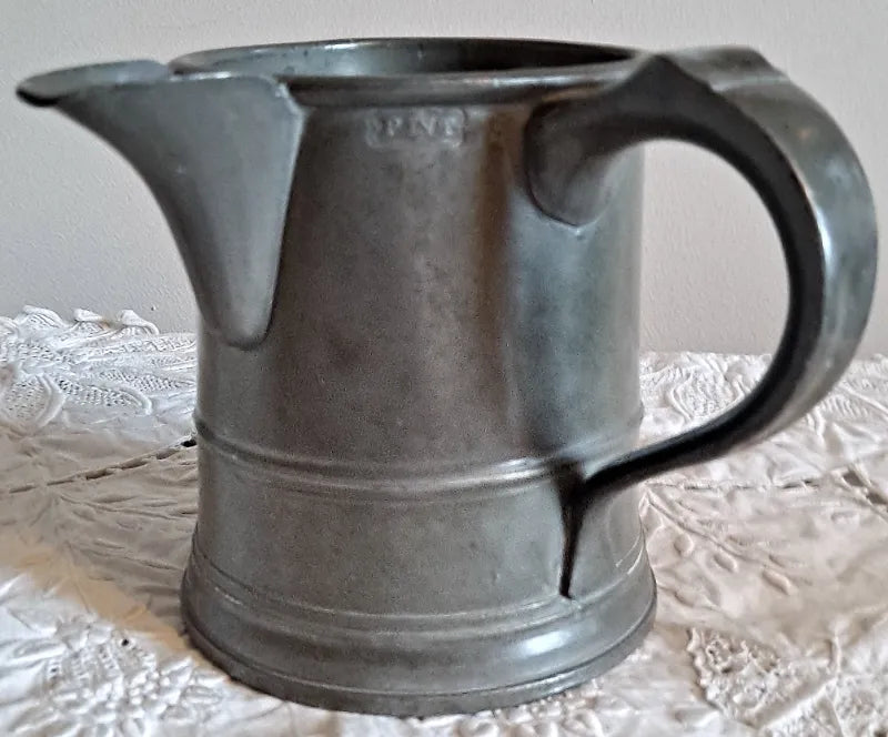 Antique English Victorian Pewter Pint Tavern Jug