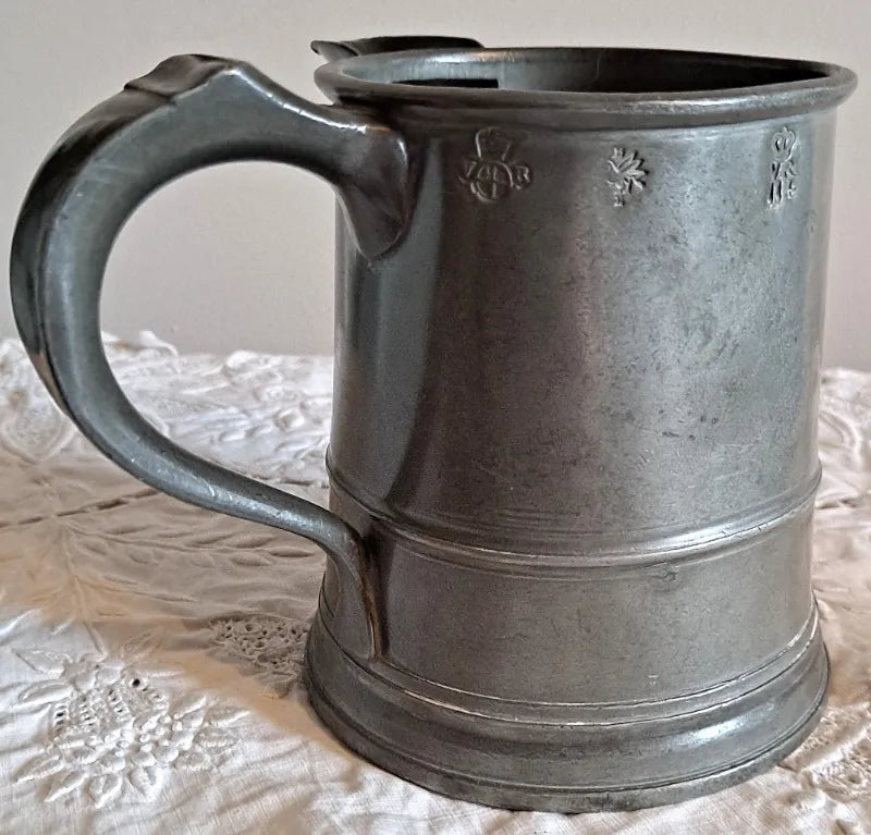 Antique English Victorian Pewter Pint Tavern Jug
