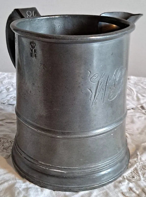 Antique English Victorian Pewter Pint Tavern Jug