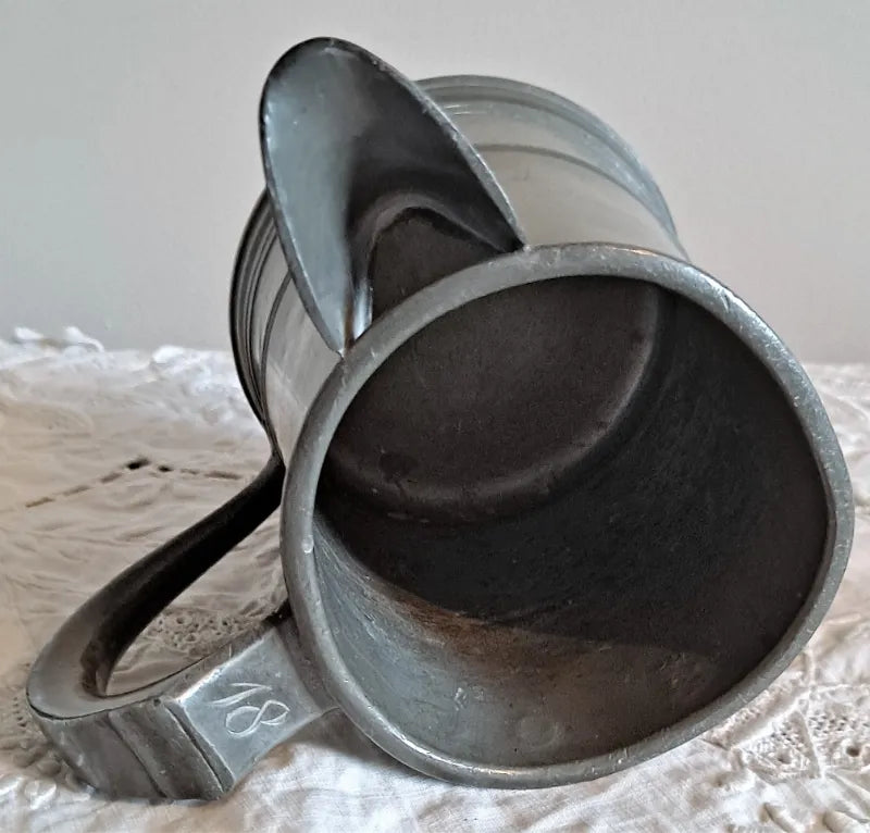 Antique English Victorian Pewter Pint Tavern Jug