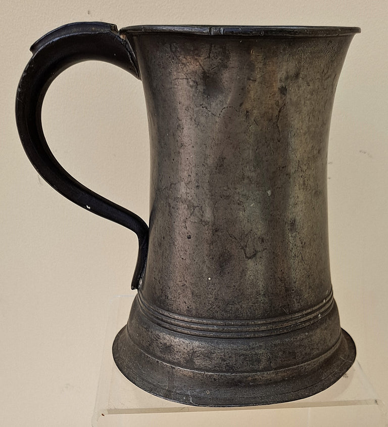 Antique Victorian Pewter Quart Concave Mug