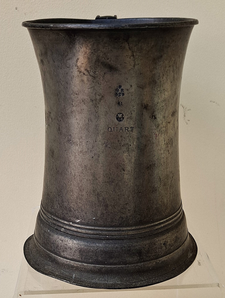 Antique Victorian Pewter Quart Concave Mug