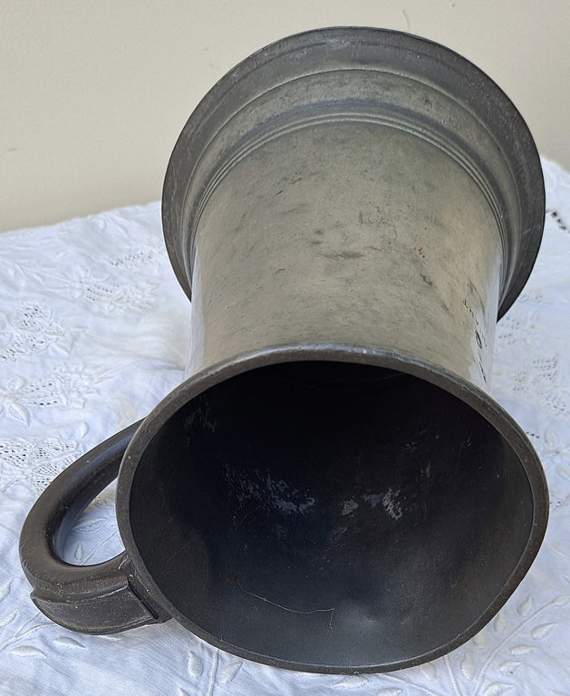 Antique Victorian Pewter Quart Concave Mug