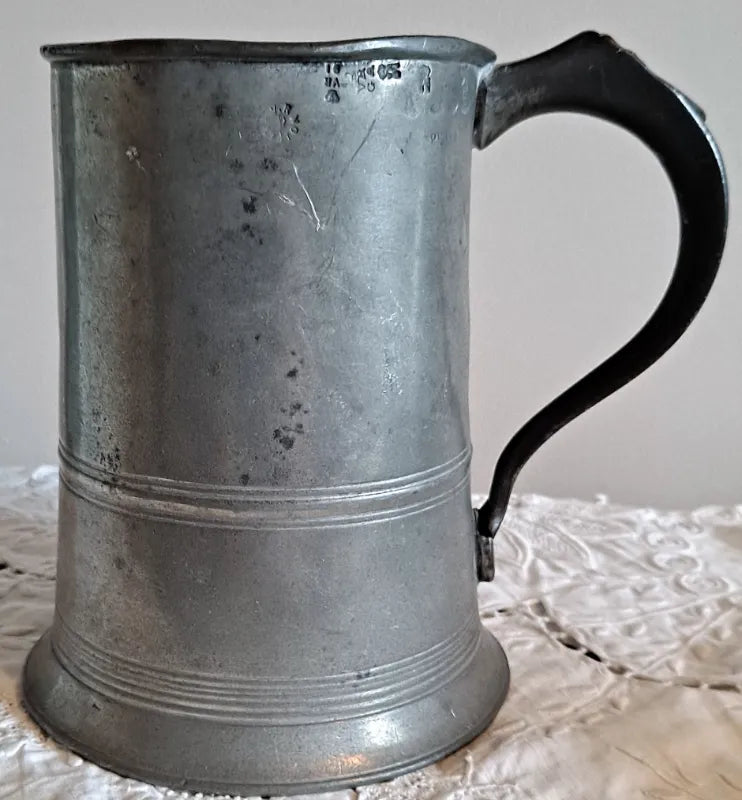 Antique English Victorian Pewter Quart Mug