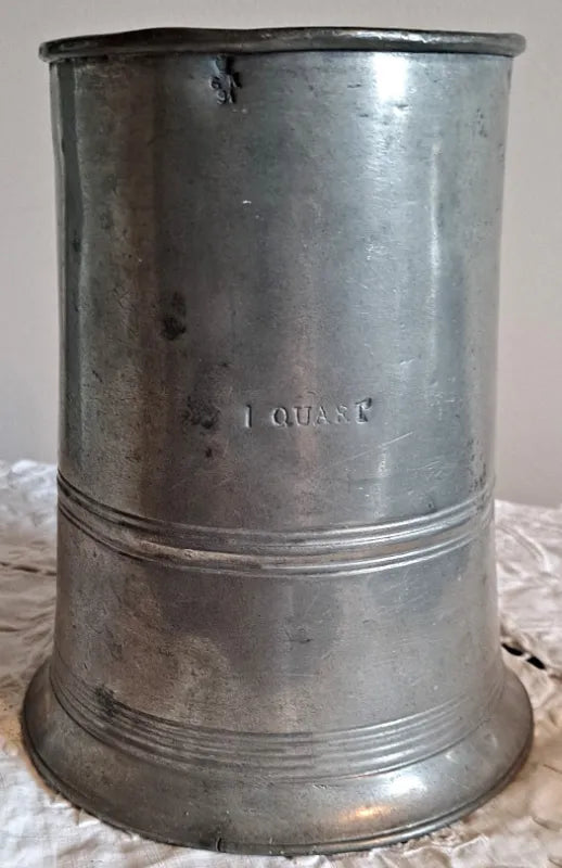 Antique English Victorian Pewter Quart Mug