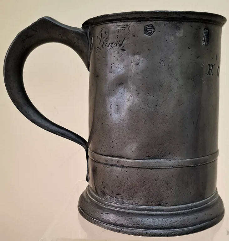 Antique English Georgian Pewter Quart Tavern Jug
