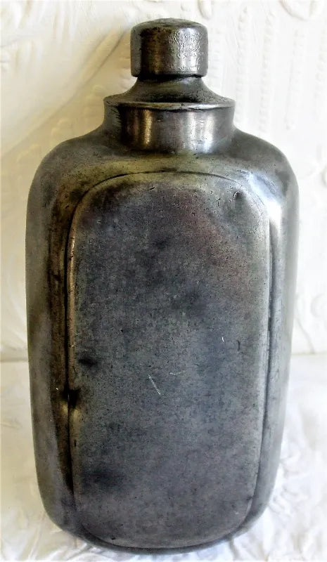 Antique English Victorian Pewter Spirit Flask