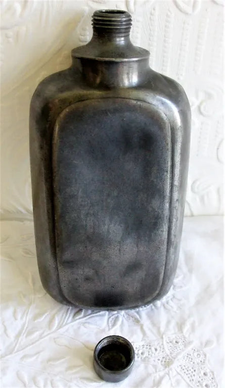 Antique English Victorian Pewter Spirit Flask