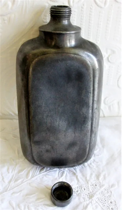 Antique English Victorian Pewter Spirit Flask