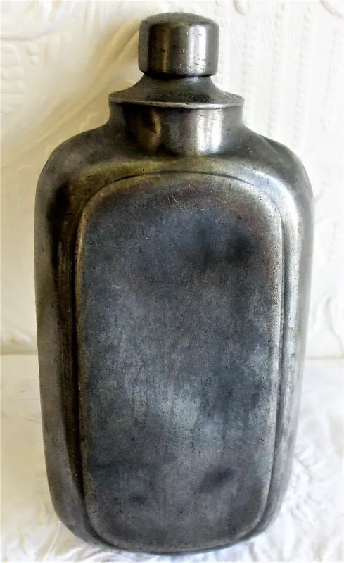 Antique English Victorian Pewter Spirit Flask