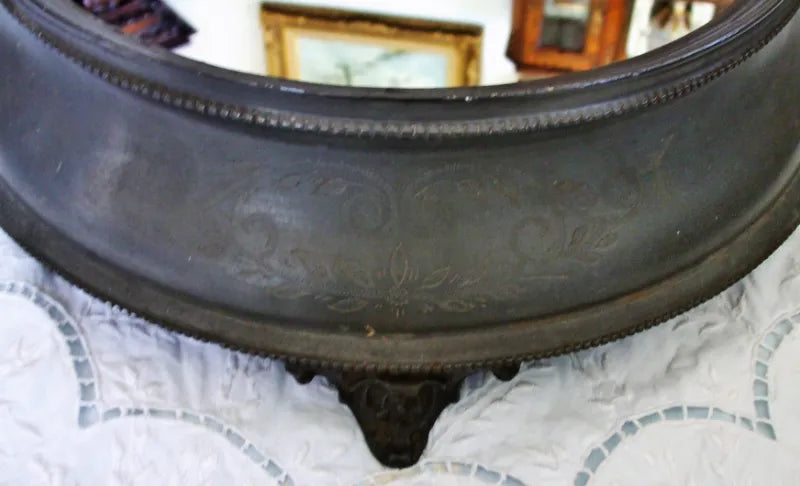 Antique English Georgian Pewter Mirrored Table Plateau