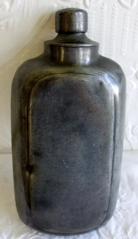 Antique English Victorian Pewter Spirit Flask