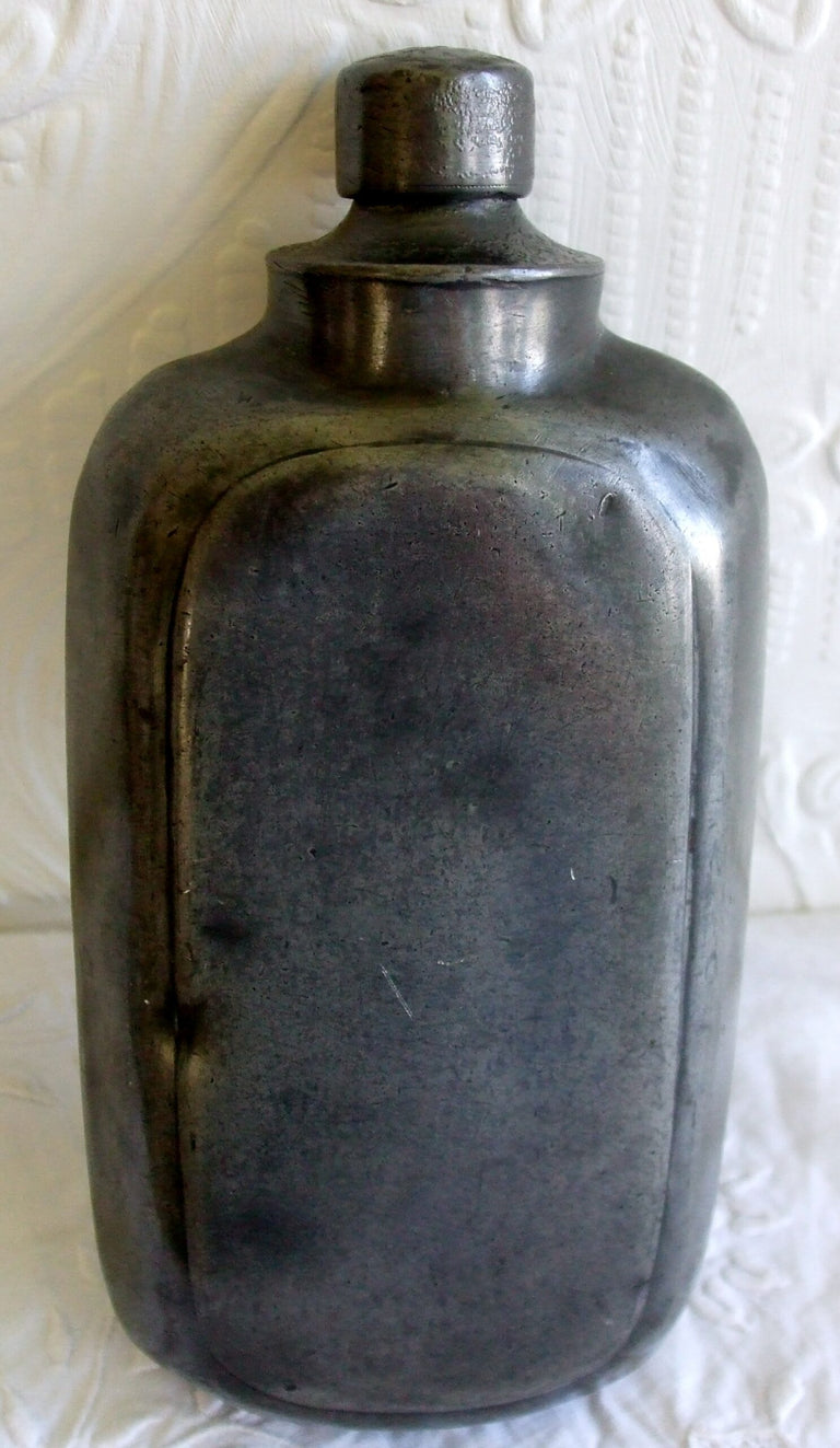 Antique English Victorian Pewter Spirit Flask
