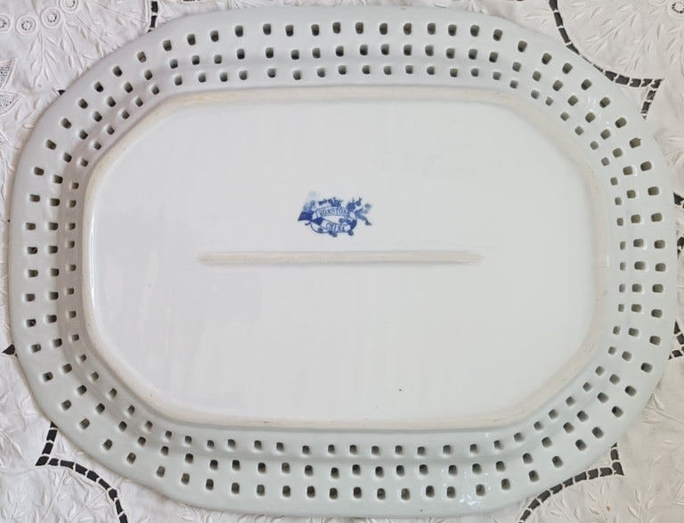 Antique English Georgian Blue & White Pierced 