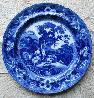 Antique Georgian Blue & White Transfer "Piping Shepherd" Plate