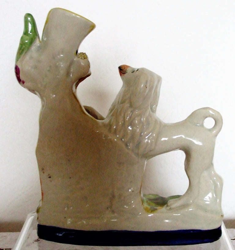 Antique English Victorian Staffordshire Poodle Spill Vase