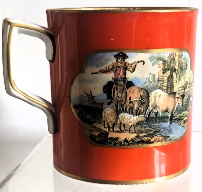 Antique Victorian Pratt-ware Half Pint Pottery Mug
