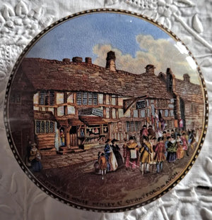 Antique Victorian Pratt-ware Pot-lid ~ "Shakespeare's Birthplace"