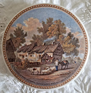 Antique Victorian Pratt-ware Pot-lid ~ "Anne Hathaway's Cottage"