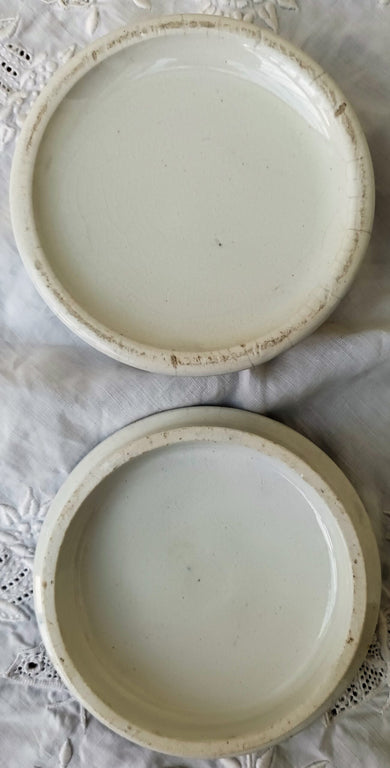Antique Victorian Pratt-ware Pot-lid & Base ~ 