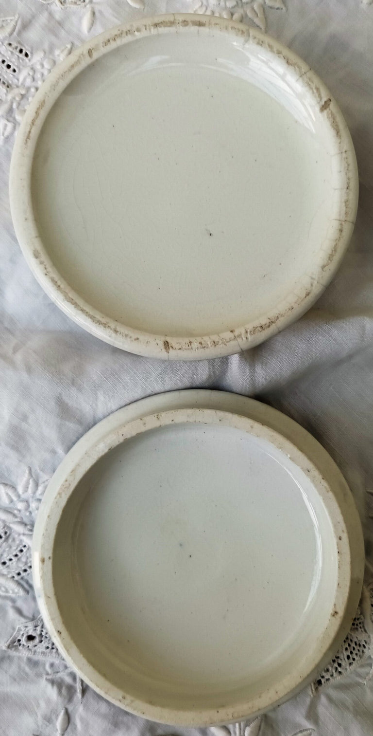 Antique Victorian Pratt-ware Pot-lid & Base ~ 